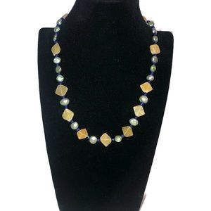 Aventurine Gemstone & Colored Pearl Necklace 18”